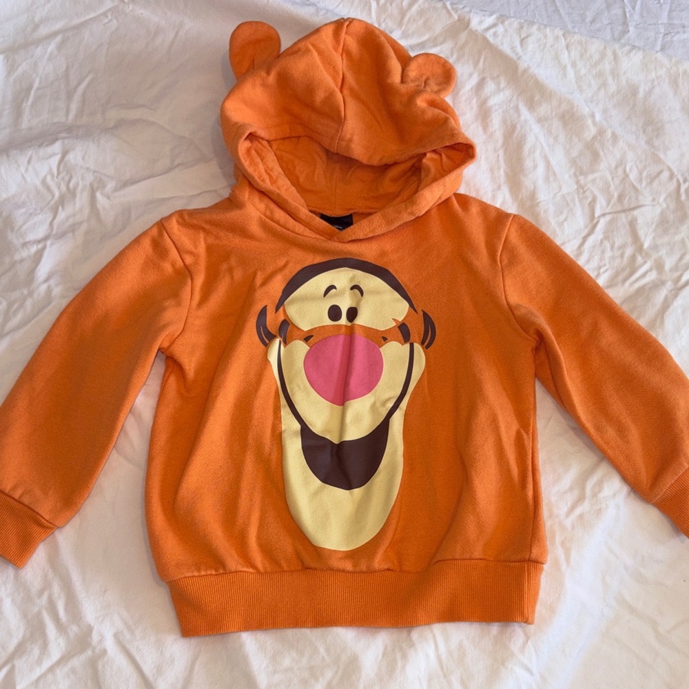 Tigger Orange Kids Hooded Sweatshirt with Ear Accents